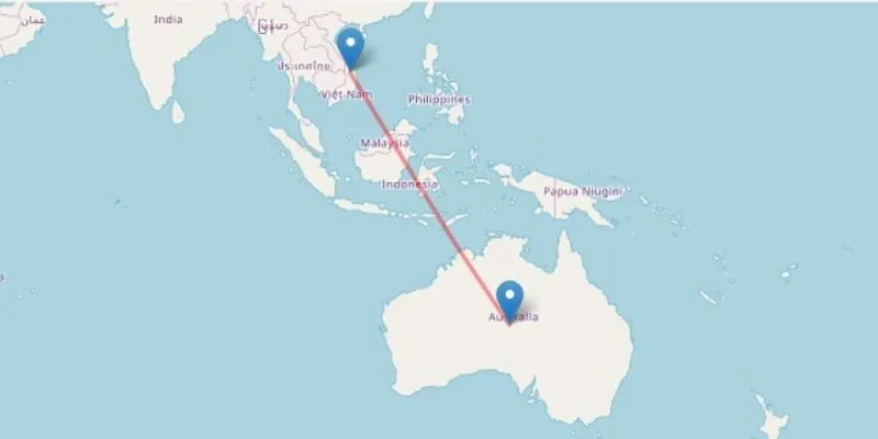 thời gian bay từ việt nam sang Úc mất bao lâu